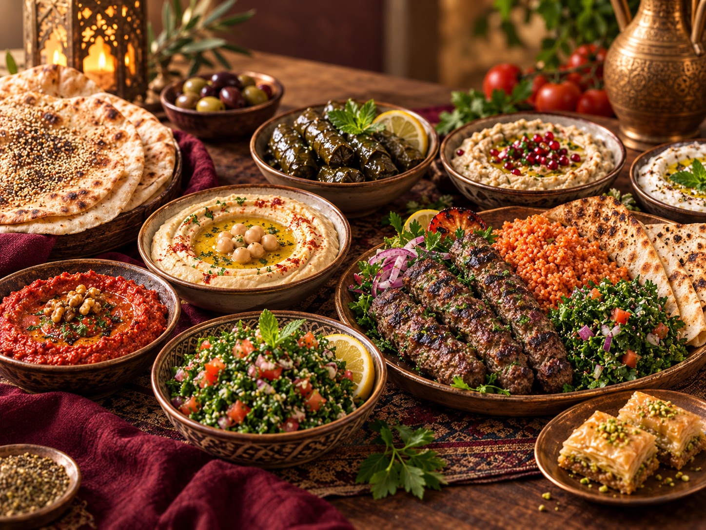 Assortiment de mezzés libanais préparés par Hayat